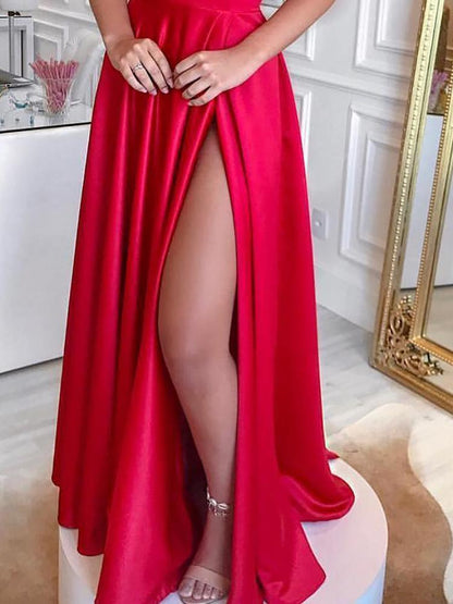 Fold Over Cold Shoulder Ruched Thigh Slit Maxi Dress - DadHats2ow6ix