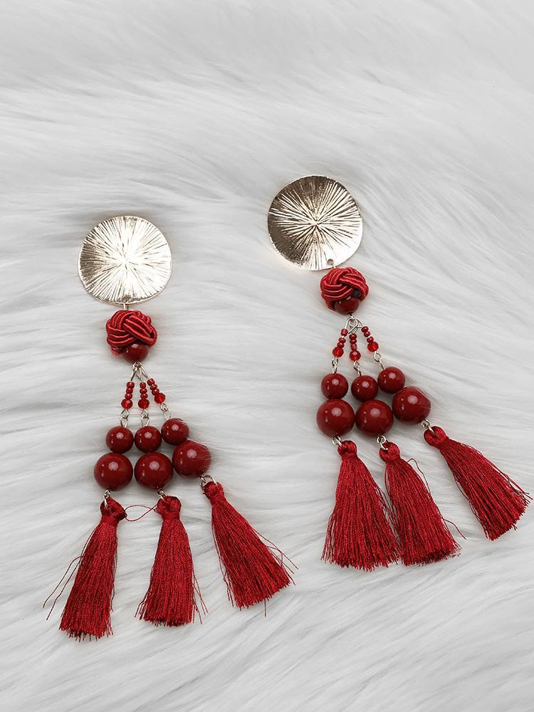 Exaggerated Boho Tassel Long Statement Earrings - DadHats2ow6ix