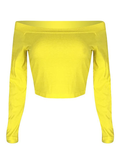 Off Shoulder Long Sleeve Solid Top - DadHats2ow6ix