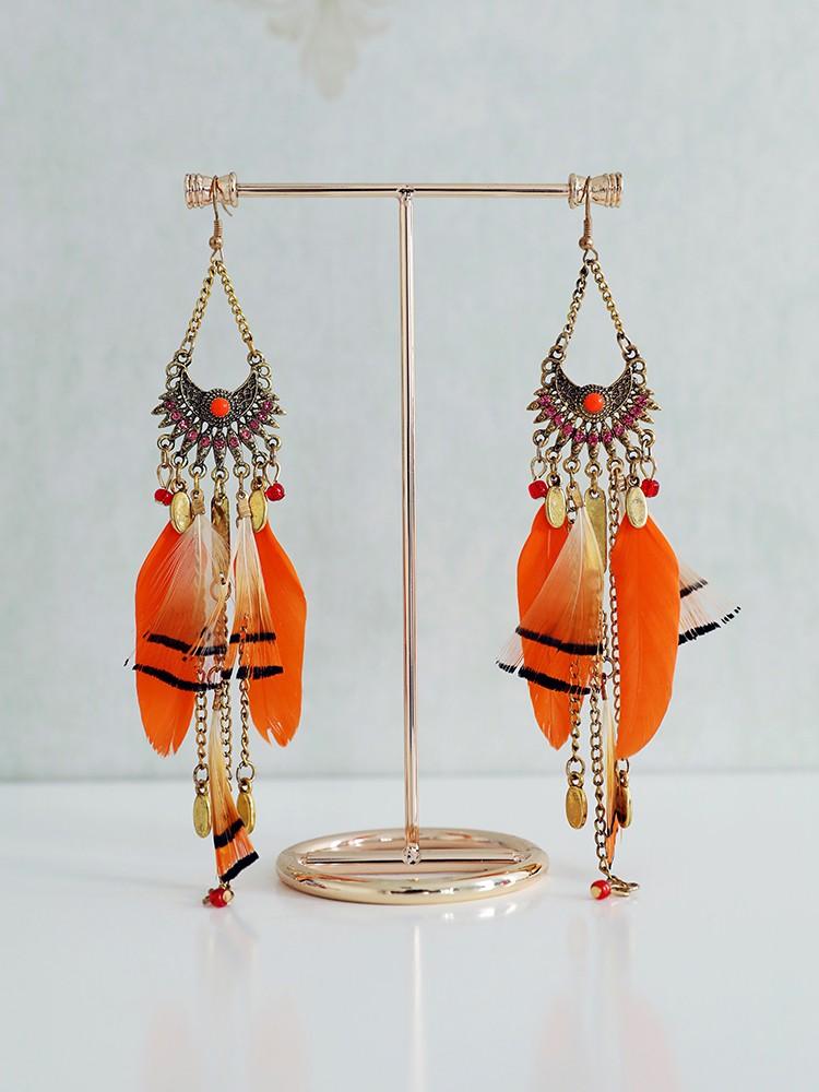 Feather Long Tassel Bohemian Jewelry Earrings - DadHats2ow6ix