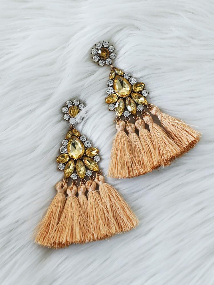 Boho Retro Brown Long Tassel Drop Earring - DadHats2ow6ix