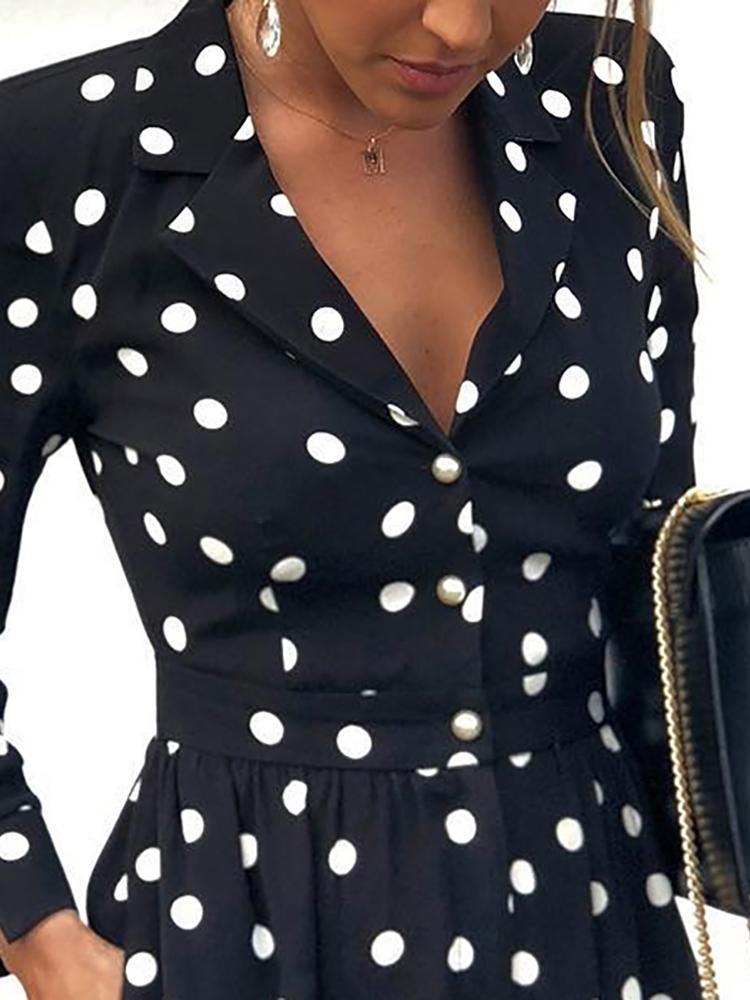 Polka Dot V Neck Long Sleeve Romper - DadHats2ow6ix