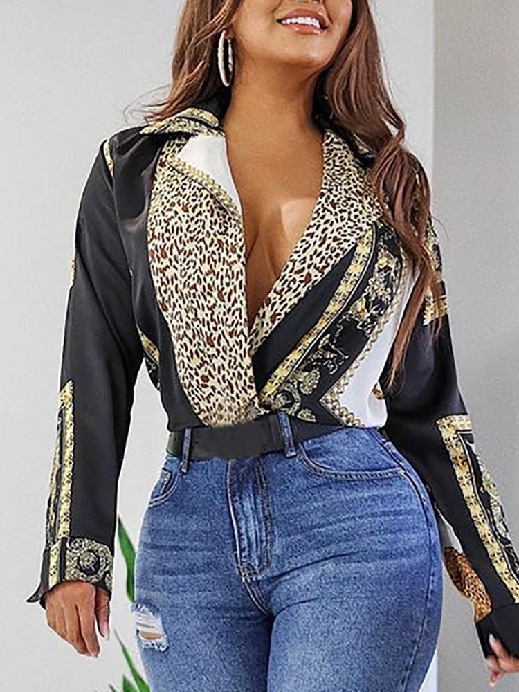 Long Sleeve Vintage Leopard Print Bodysuits - DadHats2ow6ix