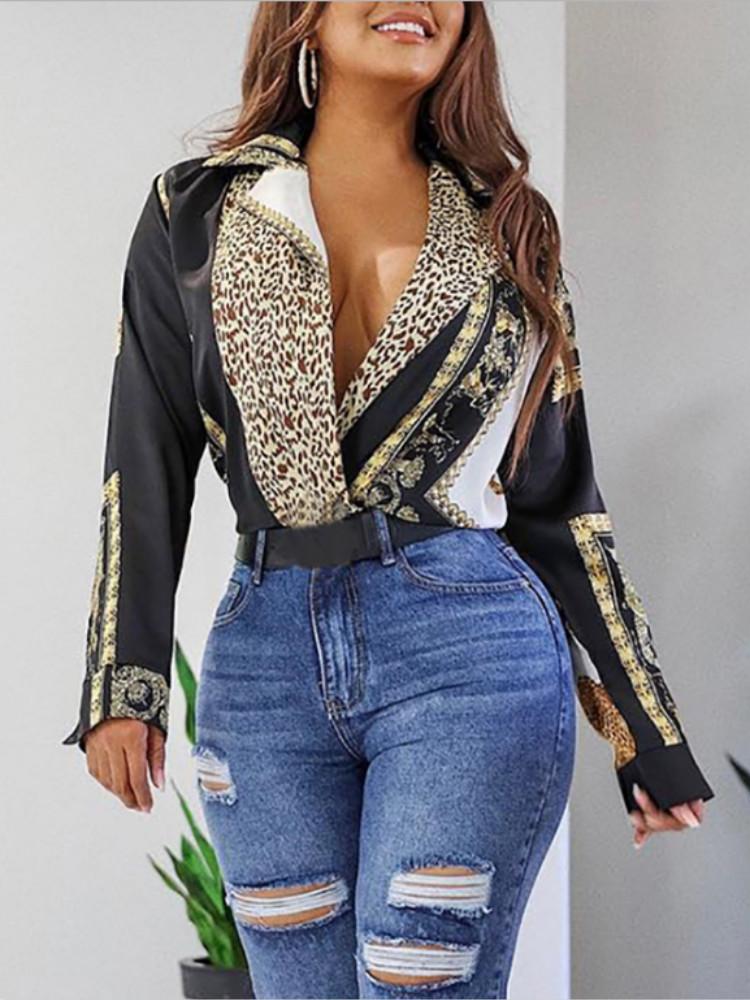 Long Sleeve Vintage Leopard Print Bodysuits - DadHats2ow6ix