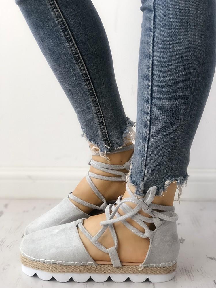 Casual Strappy Espadrille Flats Shoes - DadHats2ow6ix