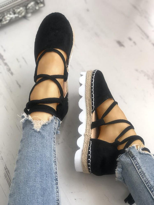 Casual Strappy Espadrille Flats Shoes - DadHats2ow6ix