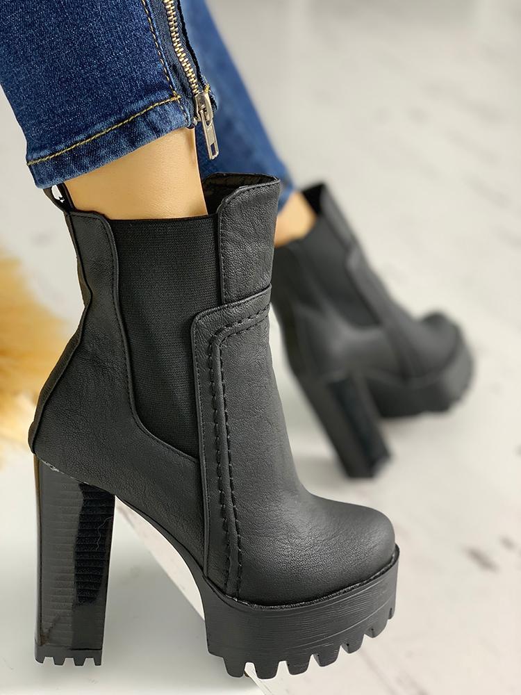 Platform Non-Slip Chunky Heeled Boots - DadHats2ow6ix