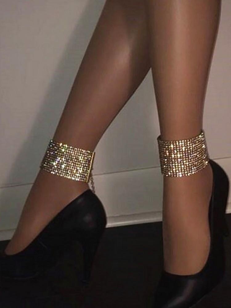 Glittering Metal Patchwork Ankle Chains - DadHats2ow6ix