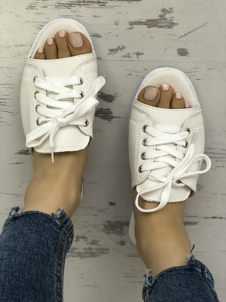 Lace-Up Open Toe Platform Slipper - DadHats2ow6ix