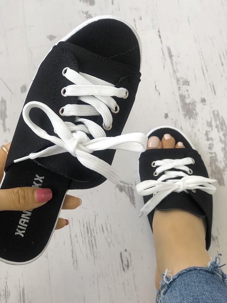 Lace-Up Open Toe Platform Slipper - DadHats2ow6ix