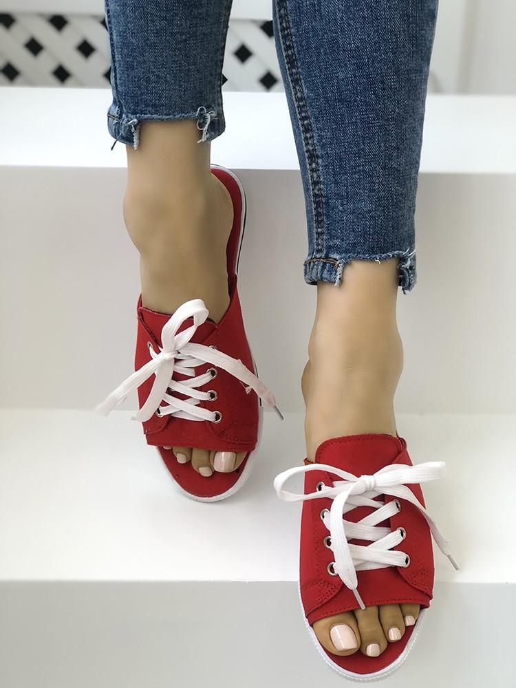 Lace-Up Open Toe Platform Slipper - DadHats2ow6ix