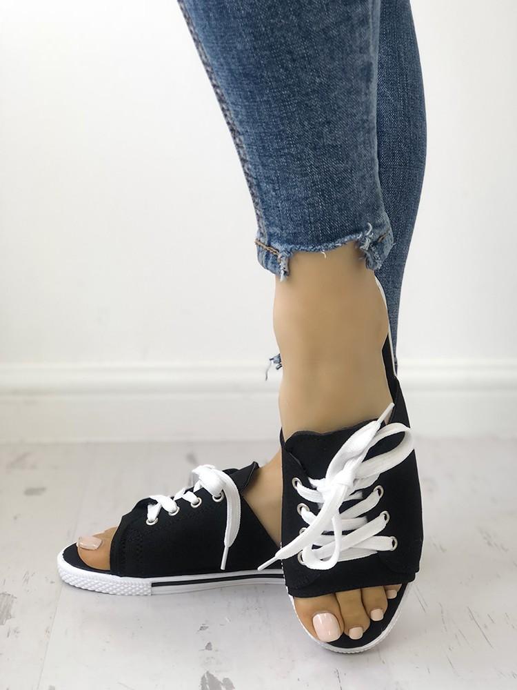 Lace-Up Open Toe Platform Slipper - DadHats2ow6ix