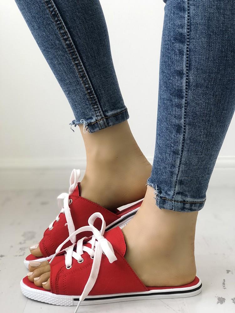 Lace-Up Open Toe Platform Slipper - DadHats2ow6ix