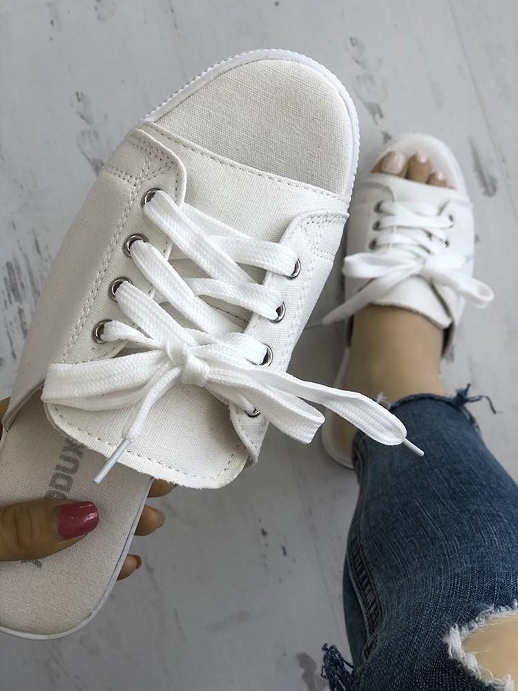 Lace-Up Open Toe Platform Slipper - DadHats2ow6ix