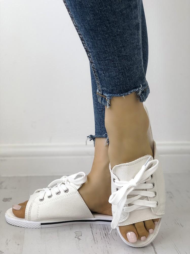 Lace-Up Open Toe Platform Slipper - DadHats2ow6ix