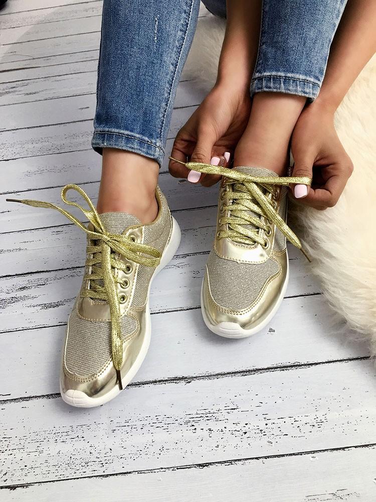 Insert Glittering Lace-up PU PU Sneakers - DadHats2ow6ix