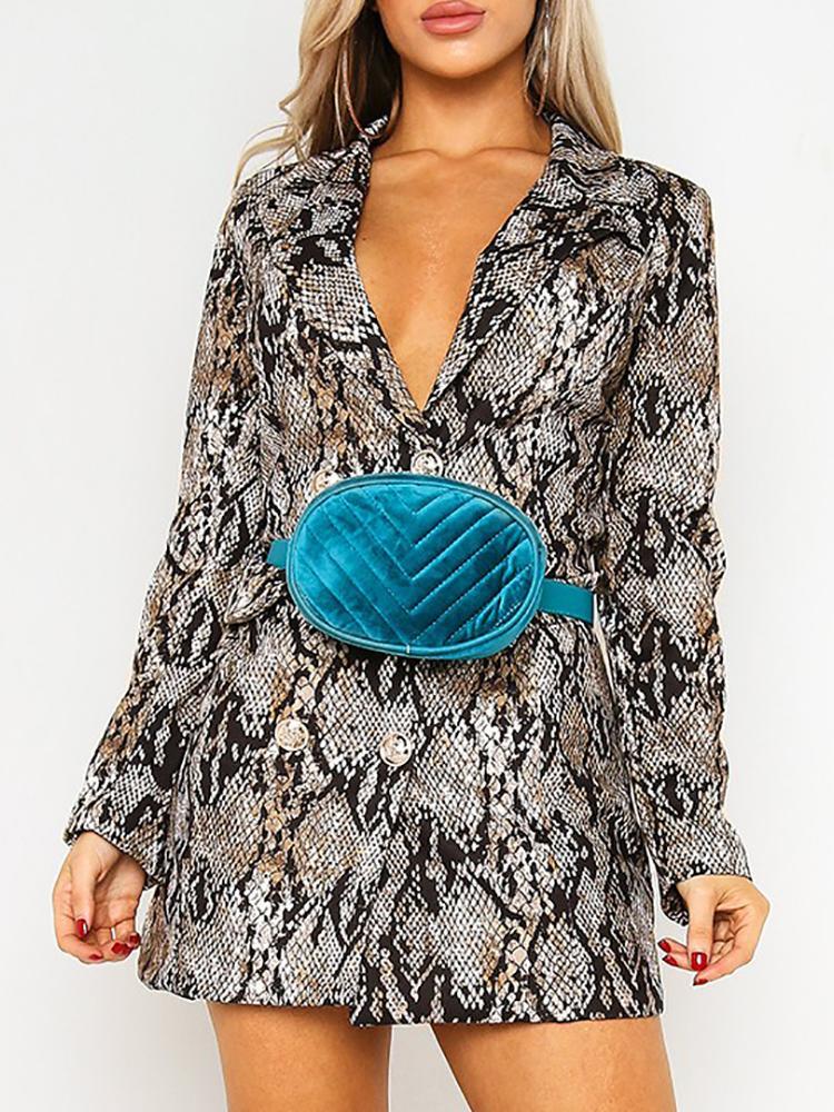 Snakeskin Print Double Breasted Blazer Dress - DadHats2ow6ix