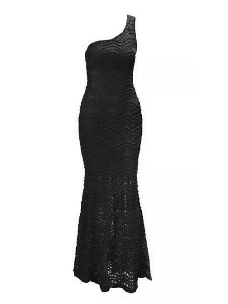 One Shoulder Crochet Fishtail Evening Dress - DadHats2ow6ix