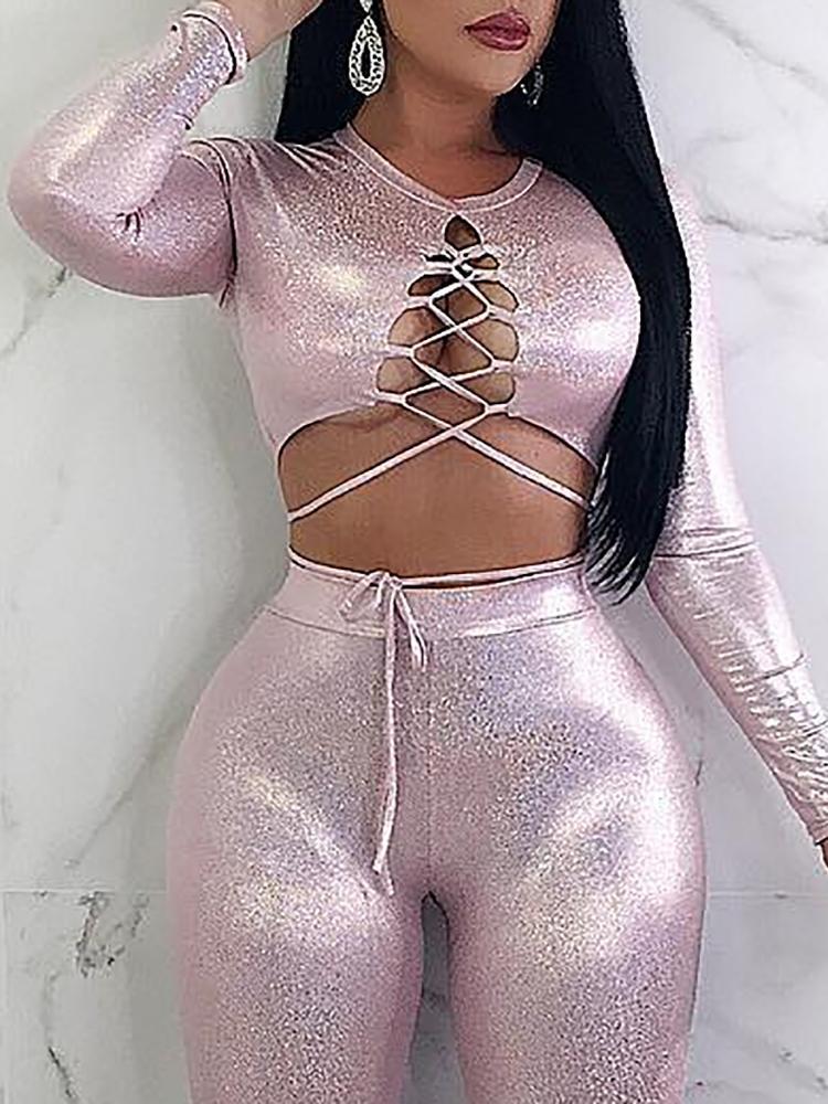 Shiny Lace-Up Crop Petite Jumpsuits - DadHats2ow6ix