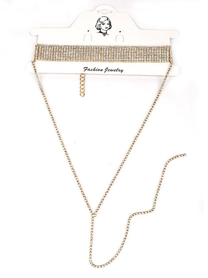 Vintage Women Studded Choker Sparkly Necklace - DadHats2ow6ix