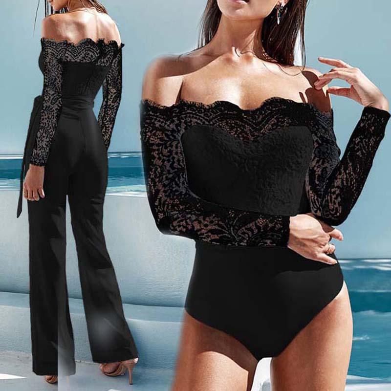 Off Shoulder Eyelash Lace Crochet Slinky Bodysuit - DadHats2ow6ix