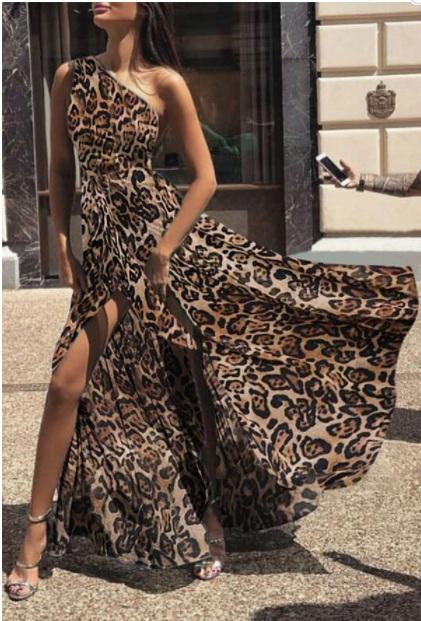 Leopard V Neck Spaghetti Strap Maxi Dress - DadHats2ow6ix