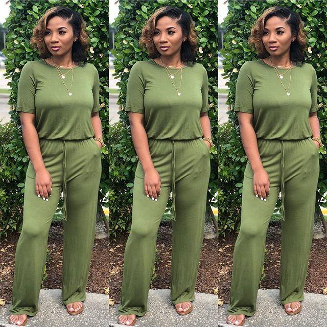 Solid Drawstring Wrapped Wide Leg Jumpsuit - DadHats2ow6ix