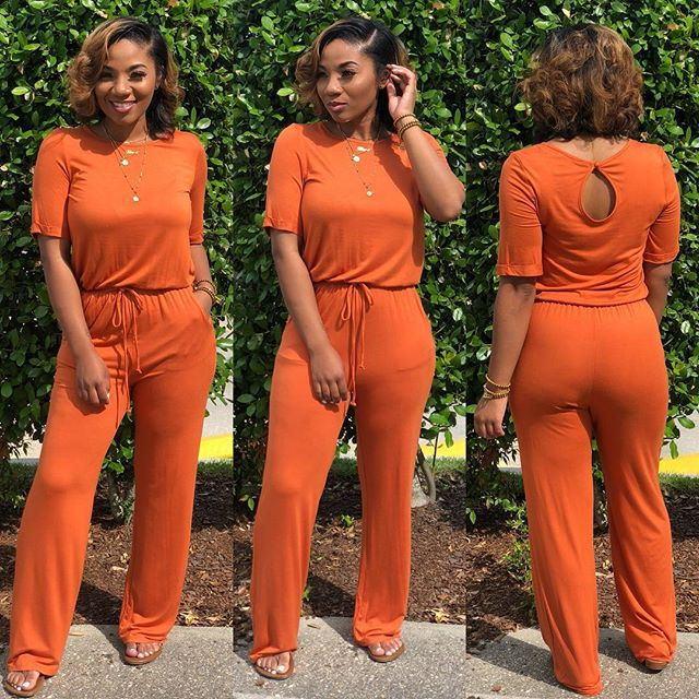 Solid Drawstring Wrapped Wide Leg Jumpsuit - DadHats2ow6ix