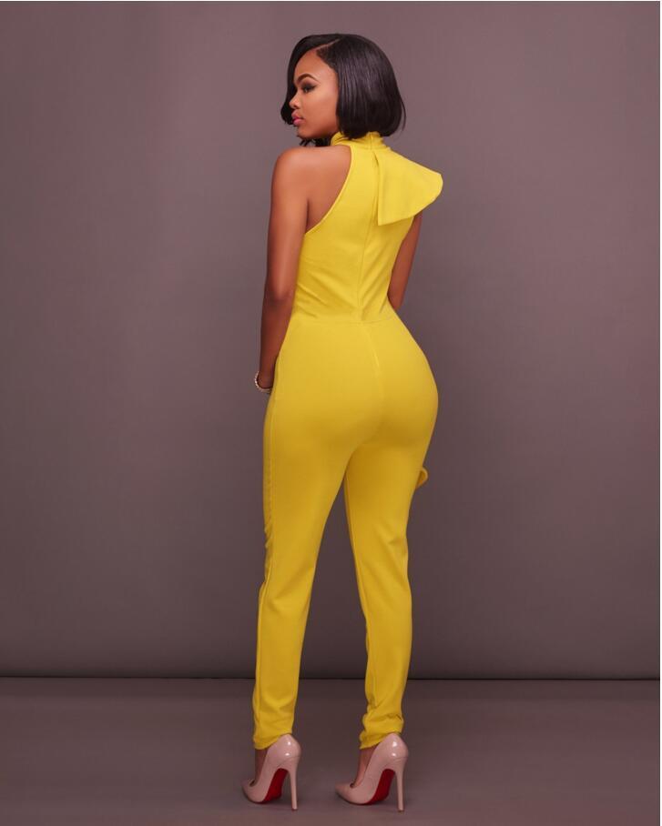 Splicing Ruffled Mock Neck Slinky Jumpsuit - DadHats2ow6ix